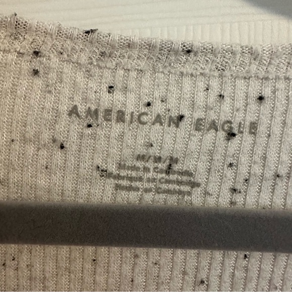 American Eagle Speckled White Long Sleeve Shirt Medium - Picture 3 of 3